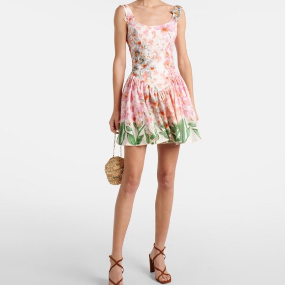 NWT AGUA BY AGUA BENDITA, Pluma Jardinera linen minidress COL XL/ US 10 - Picture 6 of 8